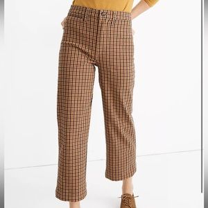 Slim Emmett Wide-Leg Crop Pants in Check